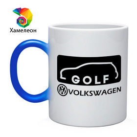 Кружка хамелеон с принтом Фольцваген гольф , керамика | меняет цвет при нагревании, емкость 330 мл | golf | logo | volkswagen | гольф | логотип | фольцваген