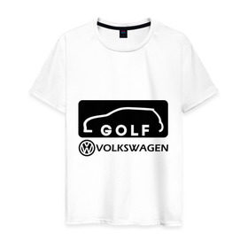 Мужская футболка хлопок с принтом Фольцваген гольф , 100% хлопок | прямой крой, круглый вырез горловины, длина до линии бедер, слегка спущенное плечо. | golf | logo | volkswagen | гольф | логотип | фольцваген