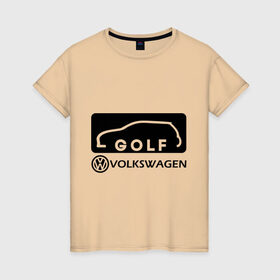 Женская футболка хлопок с принтом Фольцваген гольф , 100% хлопок | прямой крой, круглый вырез горловины, длина до линии бедер, слегка спущенное плечо | golf | logo | volkswagen | гольф | логотип | фольцваген