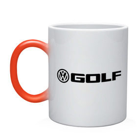 Кружка хамелеон с принтом Volkswagen Golf , керамика | меняет цвет при нагревании, емкость 330 мл | golf | logo | volkswagen | гольф | логотип | фольцваген