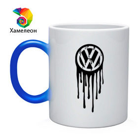 Кружка хамелеон с принтом Volkswagen , керамика | меняет цвет при нагревании, емкость 330 мл | Тематика изображения на принте: logo | volkswagen | логотип | фольцваген