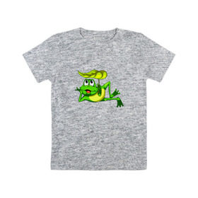 Детская футболка хлопок с принтом Лягушка , 100% хлопок | круглый вырез горловины, полуприлегающий силуэт, длина до линии бедер | Тематика изображения на принте: детская | детские | лягушка