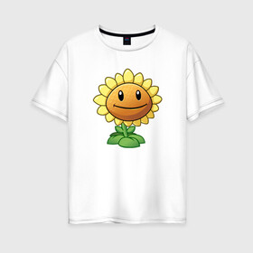 Женская футболка хлопок Oversize с принтом Plants Vs Zombies , 100% хлопок | свободный крой, круглый ворот, спущенный рукав, длина до линии бедер
 | растения против зомби