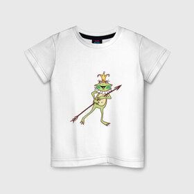 Детская футболка хлопок с принтом Царевна лягушка , 100% хлопок | круглый вырез горловины, полуприлегающий силуэт, длина до линии бедер | Тематика изображения на принте: 
