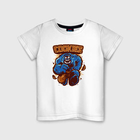 Детская футболка хлопок с принтом Печеньки , 100% хлопок | круглый вырез горловины, полуприлегающий силуэт, длина до линии бедер | Тематика изображения на принте: cookie | коржик | монстр | печенье | улица сезам