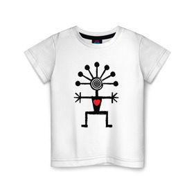 Детская футболка хлопок с принтом Кураймен (этночеловек) , 100% хлопок | круглый вырез горловины, полуприлегающий силуэт, длина до линии бедер | курай | кураймен | этника | этномотив