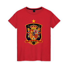 Женская футболка хлопок с принтом Spain National Football , 100% хлопок | прямой крой, круглый вырез горловины, длина до линии бедер, слегка спущенное плечо | испания | футбол