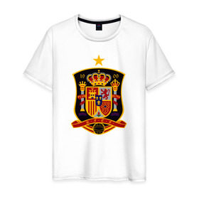 Мужская футболка хлопок с принтом Spain National Football , 100% хлопок | прямой крой, круглый вырез горловины, длина до линии бедер, слегка спущенное плечо. | испания | футбол