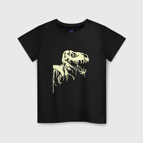 Детская футболка хлопок с принтом Скелет динозавра , 100% хлопок | круглый вырез горловины, полуприлегающий силуэт, длина до линии бедер | скелет