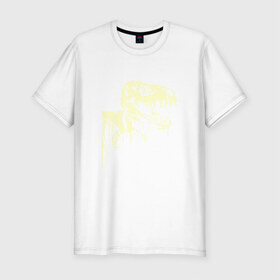 Мужская футболка премиум с принтом Скелет динозавра , 92% хлопок, 8% лайкра | приталенный силуэт, круглый вырез ворота, длина до линии бедра, короткий рукав | скелет