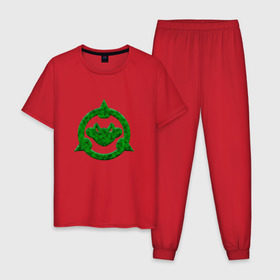 Мужская пижама хлопок с принтом Battletoads logo , 100% хлопок | брюки и футболка прямого кроя, без карманов, на брюках мягкая резинка на поясе и по низу штанин
 | logo | sega | жаба | логотип легендарной игры выходившей на старых приставкахdendy | лягушка | приставки