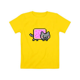 Детская футболка хлопок с принтом NYAN CAT , 100% хлопок | круглый вырез горловины, полуприлегающий силуэт, длина до линии бедер | Тематика изображения на принте: nya nya nyanyan cat | swag | игра