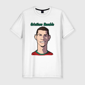 Мужская футболка премиум с принтом Cristiano Ronaldo , 92% хлопок, 8% лайкра | приталенный силуэт, круглый вырез ворота, длина до линии бедра, короткий рукав | real madrid | ronaldo | роналду | футбол