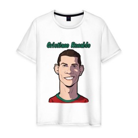 Мужская футболка хлопок с принтом Cristiano Ronaldo , 100% хлопок | прямой крой, круглый вырез горловины, длина до линии бедер, слегка спущенное плечо. | real madrid | ronaldo | роналду | футбол