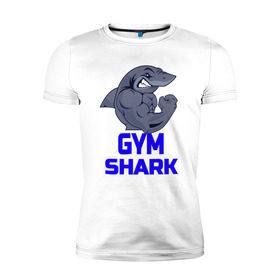 Мужская футболка премиум с принтом GymShark , 92% хлопок, 8% лайкра | приталенный силуэт, круглый вырез ворота, длина до линии бедра, короткий рукав | gymshark | gymsharkакула | shark