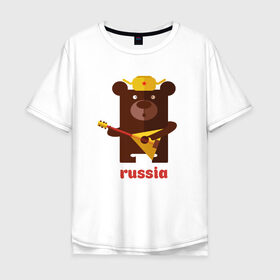 Мужская футболка хлопок Oversize с принтом Russia , 100% хлопок | свободный крой, круглый ворот, “спинка” длиннее передней части | Тематика изображения на принте: russia | российа | я.русский