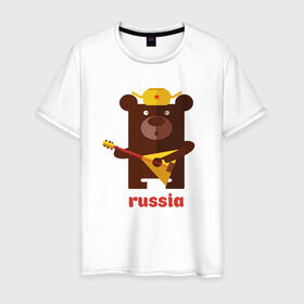 Мужская футболка хлопок с принтом Russia , 100% хлопок | прямой крой, круглый вырез горловины, длина до линии бедер, слегка спущенное плечо. | russia | российа | я.русский