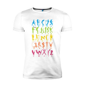 Мужская футболка премиум с принтом Рок алфавит , 92% хлопок, 8% лайкра | приталенный силуэт, круглый вырез ворота, длина до линии бедра, короткий рукав | Тематика изображения на принте: kiss | madonna | nirvana | ozzy | rock | алфавит | группы | музыка | рок