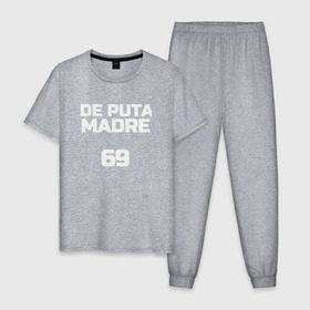 Мужская пижама хлопок с принтом DE PUTA MADRE , 100% хлопок | брюки и футболка прямого кроя, без карманов, на брюках мягкая резинка на поясе и по низу штанин
 | Тематика изображения на принте: @