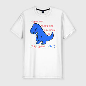 Мужская футболка премиум с принтом Динозаврик , 92% хлопок, 8% лайкра | приталенный силуэт, круглый вырез ворота, длина до линии бедра, короткий рукав | 
