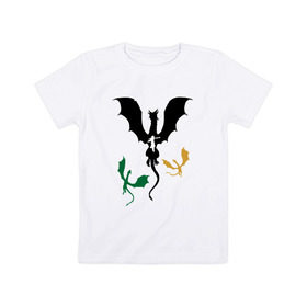 Детская футболка хлопок с принтом Dragons! , 100% хлопок | круглый вырез горловины, полуприлегающий силуэт, длина до линии бедер | dragonsgame of thrones игра престолов