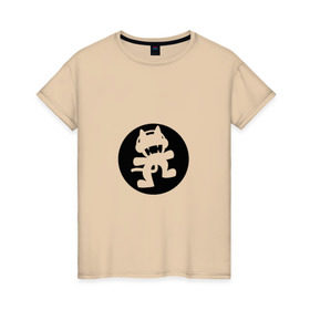 Женская футболка хлопок с принтом Black Monstercat , 100% хлопок | прямой крой, круглый вырез горловины, длина до линии бедер, слегка спущенное плечо | edm | monstercat | the monstercat official merch.dusbtep