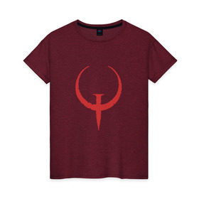 Женская футболка хлопок с принтом Quake , 100% хлопок | прямой крой, круглый вырез горловины, длина до линии бедер, слегка спущенное плечо | .красный | logo | quake | qw | игра