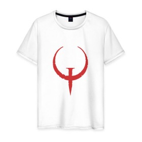 Мужская футболка хлопок с принтом Quake , 100% хлопок | прямой крой, круглый вырез горловины, длина до линии бедер, слегка спущенное плечо. | .красный | logo | quake | qw | игра
