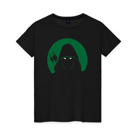 Женская футболка хлопок с принтом Стрела , 100% хлопок | прямой крой, круглый вырез горловины, длина до линии бедер, слегка спущенное плечо | arrow super hero dc стрела зеленая