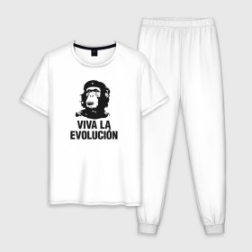 Мужская пижама хлопок с принтом Че Гевара , 100% хлопок | брюки и футболка прямого кроя, без карманов, на брюках мягкая резинка на поясе и по низу штанин
 | che gevara | patriot | вождь | звезда | куба | обезяна | политик | чегевара