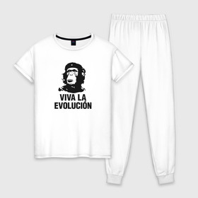 Женская пижама хлопок с принтом Че Гевара , 100% хлопок | брюки и футболка прямого кроя, без карманов, на брюках мягкая резинка на поясе и по низу штанин | che gevara | patriot | вождь | звезда | куба | обезяна | политик | чегевара