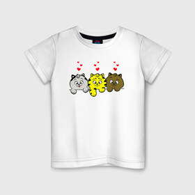 Детская футболка хлопок с принтом Котята , 100% хлопок | круглый вырез горловины, полуприлегающий силуэт, длина до линии бедер | 