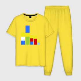 Мужская пижама хлопок с принтом Симпсоны кубики , 100% хлопок | брюки и футболка прямого кроя, без карманов, на брюках мягкая резинка на поясе и по низу штанин
 | the simpsons | барт | гомер | кубики | мардж | симпсоны