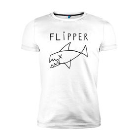 Мужская футболка премиум с принтом Flipper , 92% хлопок, 8% лайкра | приталенный силуэт, круглый вырез ворота, длина до линии бедра, короткий рукав | Тематика изображения на принте: flipper | kurt | nirvana | курт кобейн | курта кобейна | нирвана