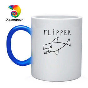 Кружка хамелеон с принтом Flipper , керамика | меняет цвет при нагревании, емкость 330 мл | Тематика изображения на принте: flipper | kurt | nirvana | курт кобейн | курта кобейна | нирвана