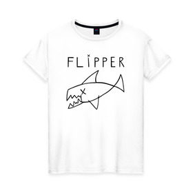 Женская футболка хлопок с принтом Flipper , 100% хлопок | прямой крой, круглый вырез горловины, длина до линии бедер, слегка спущенное плечо | flipper | kurt | nirvana | курт кобейн | курта кобейна | нирвана