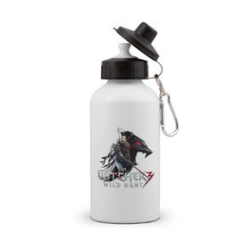 Бутылка спортивная с принтом The Witcher 3 , металл | емкость — 500 мл, в комплекте две пластиковые крышки и карабин для крепления | ведьмак