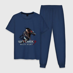 Мужская пижама хлопок с принтом The Witcher 3 , 100% хлопок | брюки и футболка прямого кроя, без карманов, на брюках мягкая резинка на поясе и по низу штанин
 | Тематика изображения на принте: ведьмак