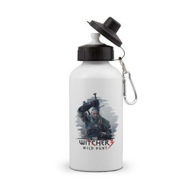 Бутылка спортивная с принтом The Witcher 3 , металл | емкость — 500 мл, в комплекте две пластиковые крышки и карабин для крепления | ведьмак
