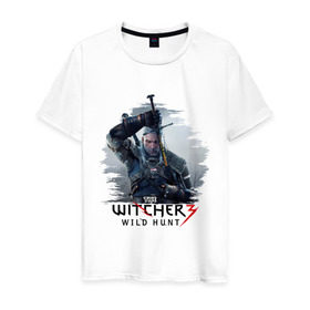 Мужская футболка хлопок с принтом The Witcher 3 , 100% хлопок | прямой крой, круглый вырез горловины, длина до линии бедер, слегка спущенное плечо. | Тематика изображения на принте: ведьмак