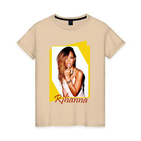 Женская футболка хлопок с принтом Rihanna , 100% хлопок | прямой крой, круглый вырез горловины, длина до линии бедер, слегка спущенное плечо | badgirl | rihanna | riri | риана | рианна | рнб