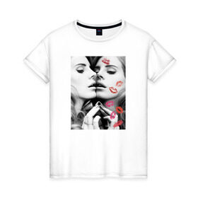 Женская футболка хлопок с принтом Lana Del Rey , 100% хлопок | прямой крой, круглый вырез горловины, длина до линии бедер, слегка спущенное плечо | interscope | lana del rey | polydor
