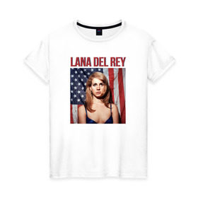 Женская футболка хлопок с принтом Лана Дель Рей , 100% хлопок | прямой крой, круглый вырез горловины, длина до линии бедер, слегка спущенное плечо | interscope | lana del rey | polydor