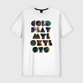 Мужская футболка премиум с принтом Coldplay , 92% хлопок, 8% лайкра | приталенный силуэт, круглый вырез ворота, длина до линии бедра, короткий рукав | coldplay | ghost stories | mylo xyloto | parachutes
