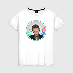 Женская футболка хлопок с принтом Coldplay , 100% хлопок | прямой крой, круглый вырез горловины, длина до линии бедер, слегка спущенное плечо | 