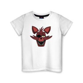 Детская футболка хлопок с принтом Foxy FNAF , 100% хлопок | круглый вырез горловины, полуприлегающий силуэт, длина до линии бедер | Тематика изображения на принте: 5 ночей с фредди | fnaf | foxy | фнаф