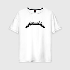 Женская футболка хлопок Oversize с принтом Логотип Metallica (old logo) , 100% хлопок | свободный крой, круглый ворот, спущенный рукав, длина до линии бедер
 | 