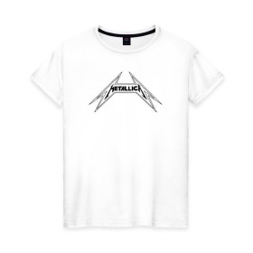 Женская футболка хлопок с принтом Metallica logo (b) , 100% хлопок | прямой крой, круглый вырез горловины, длина до линии бедер, слегка спущенное плечо | металлика