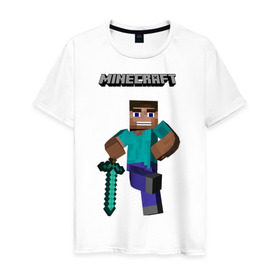 Мужская футболка хлопок с принтом Minecraft , 100% хлопок | прямой крой, круглый вырез горловины, длина до линии бедер, слегка спущенное плечо. | Тематика изображения на принте: boom | media | minecraft | игры | компьютерные игры | майнкрафт