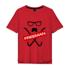 Мужская футболка хлопок Oversize с принтом Freeman , 100% хлопок | свободный крой, круглый ворот, “спинка” длиннее передней части | Тематика изображения на принте: freeman | half life | игра | халф лайф